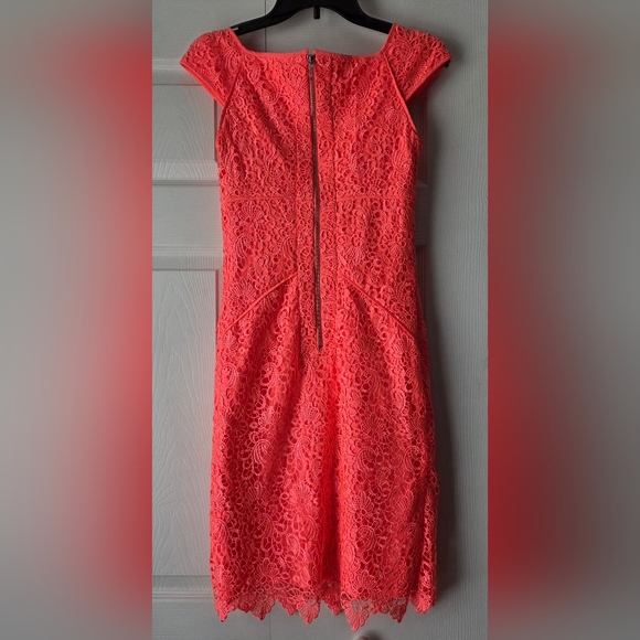 NWOT Antonio Melani Lace Sheath Coral Dress Size 0 - Picture 8 of 16